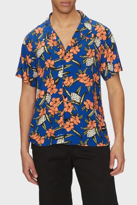 Boss Desenli Regular Fit Kısa Kollu Erkek Gömlek 50535793 427 MAVİ - Boss