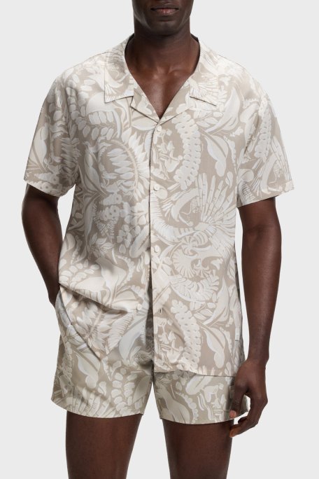 Boss Desenli Regular Fit Klasik Yaka Kısa Kollu Erkek Gömlek 50535793 274 BEJ - Boss