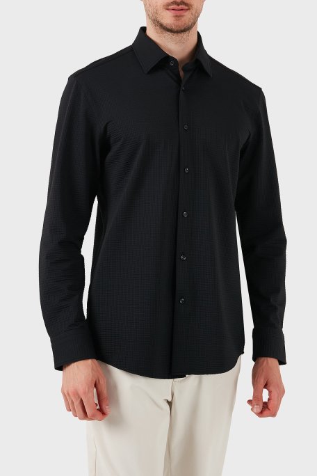 Boss Dokulu Slim Fit Uzun Kollu Erkek Gömlek 50539858 001 SİYAH - Boss