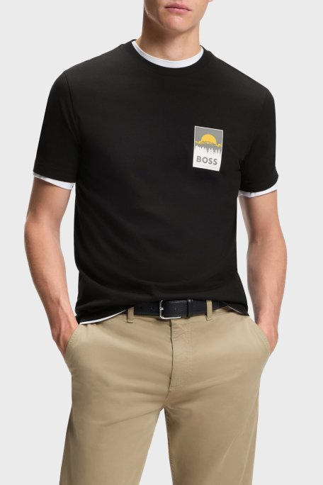 Boss Pamuklu Regular Fit Logolu Bisiklet Yaka Erkek T Shirt 50556023 001 SİYAH - Boss