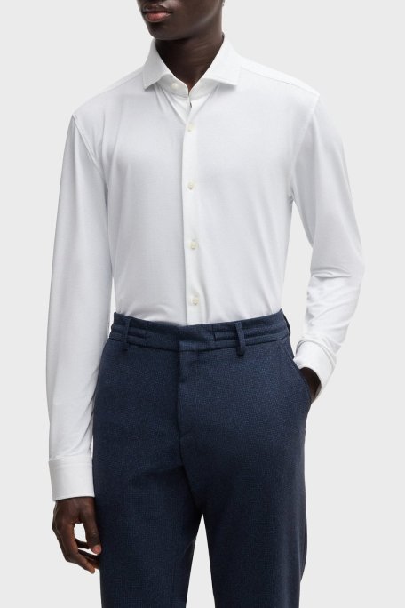 Boss Esnek Jarse Slim Fit Uzun Kol Erkek Gömlek 50533393 100 BEYAZ - Boss