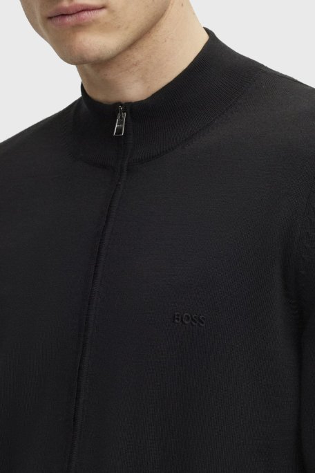 Boss Fermuarlı Regular Fit % 100 Yün Erkek Hırka 50476347 001 SİYAH - Boss (1)
