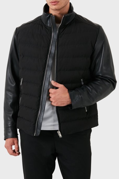 Boss Hakiki Deri Kapitoneli Fermuarlı Erkek Ceket 50518724 001 SİYAH - Boss (1)