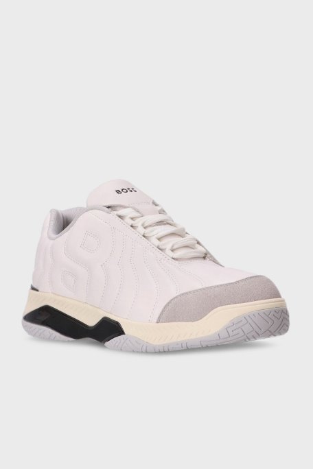 Boss Hakiki Deri Logolu Sneaker Erkek Ayakkabı 50523190 100 BEYAZ - Boss (1)