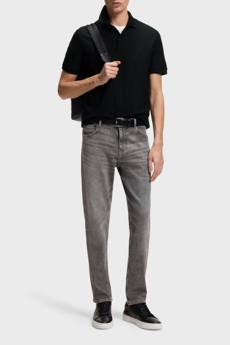 Boss Jakarlı % 100 Pamuk Regular Fit Düğmeli Erkek Polo 50557403 001 SİYAH - Boss (1)