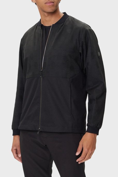 Boss Jakarlı Su İtici Regular Fit Kolej Yaka Bomber Erkek Ceket 50547181 001 SİYAH - Boss