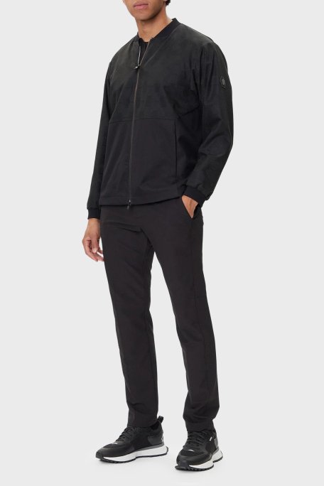 Boss Jakarlı Su İtici Regular Fit Kolej Yaka Bomber Erkek Ceket 50547181 001 SİYAH - Boss (1)