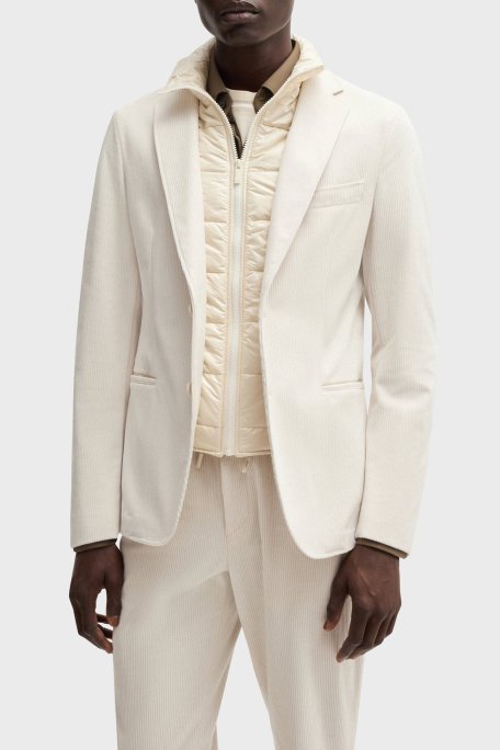 Boss Kadife Slim Fit Mono Yaka Erkek Ceket 50527900 131 EKRU - Boss