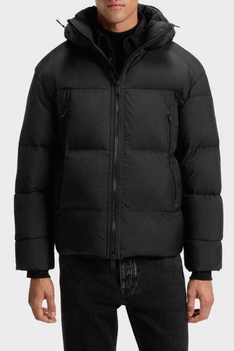 Boss Kapitoneli Oversize Fit Çıkarılabilir Kapüşonlu Şişme Erkek Mont 50543618 001 SİYAH - Boss