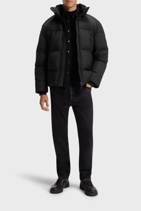 Boss Kapitoneli Oversize Fit Çıkarılabilir Kapüşonlu Şişme Erkek Mont 50543618 001 SİYAH - Boss (1)