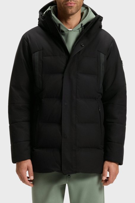 Boss Kapitoneli Regular Fit Çıkarılabilir Kapüşonlu Su İtici Parka Erkek Mont 50547262 001 SİYAH - Boss