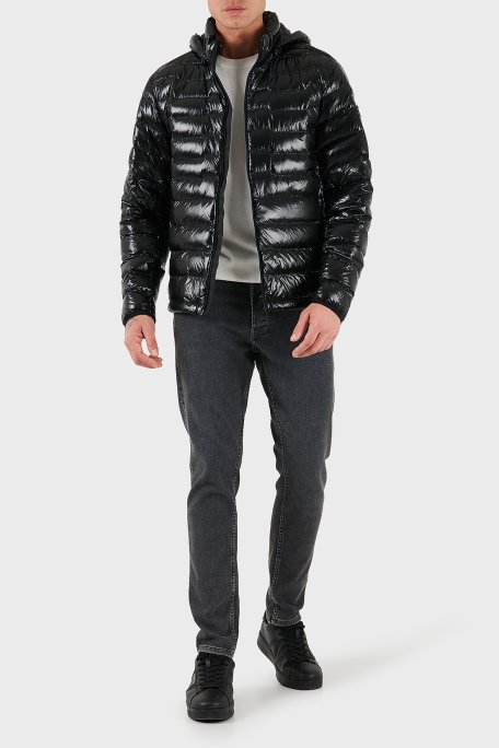 Boss Kapitoneli Regular Fit Kapüşonlu Su İtici Parlak Şişme Erkek Mont 50548790 001 SİYAH - Boss (1)