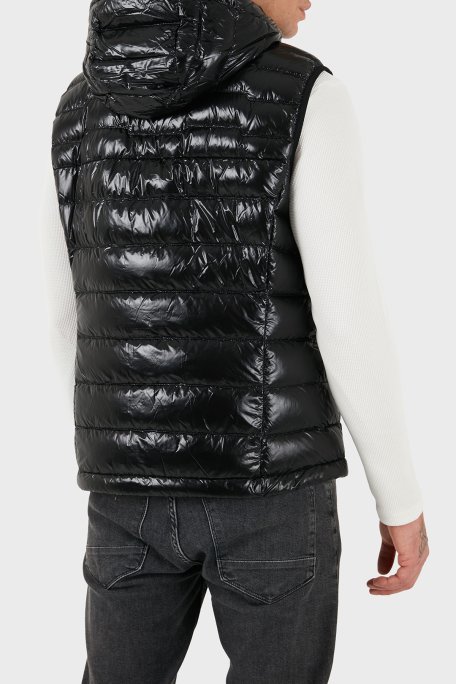 Boss Kapitoneli Regular Fit Kapüşonlu Su İtici Parlak Şişme Erkek Yelek 50548848 001 SİYAH - Boss (1)