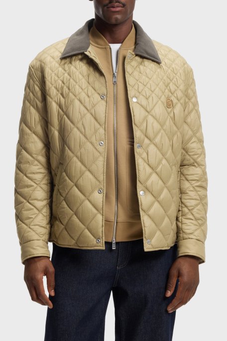 Boss Kapitoneli Relaxed Fit Klasik Yaka Su İtici Erkek Mont 50558841 252 HAKİ - Boss