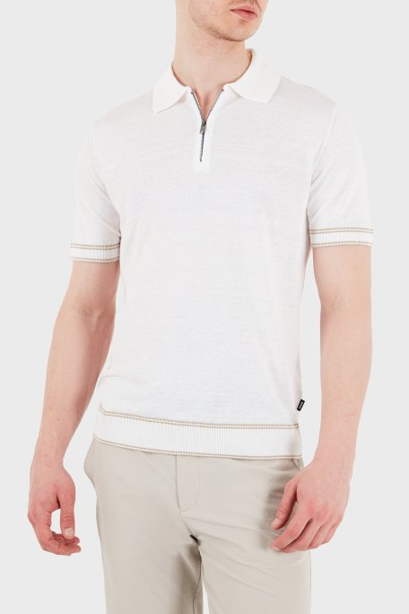 Boss Keten Karışımlı Regular Fit Fermuarlı Erkek Polo 50560474 100 BEYAZ - Boss