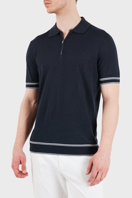 Boss Keten Karışımlı Regular Fit Fermuarlı Erkek Polo 50560474 404 LACİVERT - Boss