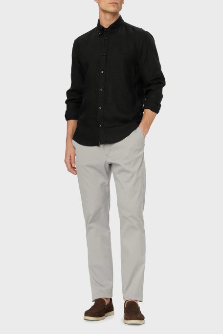 Boss Keten Regular Fit Klasik Yaka Uzun Kollu Erkek Gömlek 50556077 001 SİYAH - Boss (1)