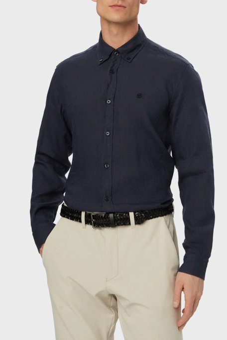 Boss Keten Regular Fit Klasik Yaka Uzun Kollu Erkek Gömlek 50556077 404 LACİVERT - Boss