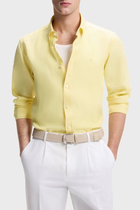 Boss Keten Regular Fit Klasik Yaka Uzun Kollu Erkek Gömlek 50556077 749 SARI - Boss