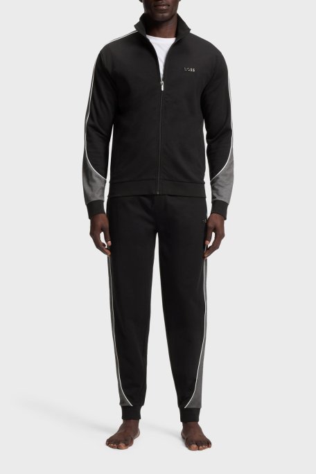 Boss Kontrast Detaylı Pamuklu Regular Fit Dik Yaka Fermuarlı Erkek Sweat 50554793 001 SİYAH - Boss (1)