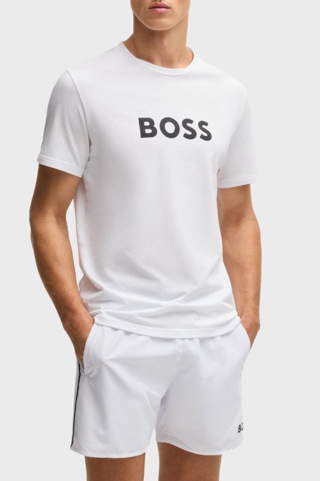 Boss Logo Baskılı % 100 Pamuk Regular Fit Bisiklet Yaka Erkek T Shirt 50503276 100 BEYAZ - Boss