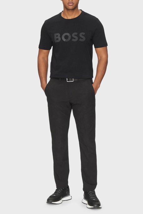Boss Logo Baskılı % 100 Pamuk Regular Fit Bisiklet Yaka Erkek T Shirt 50530990 001 SİYAH - Boss (1)