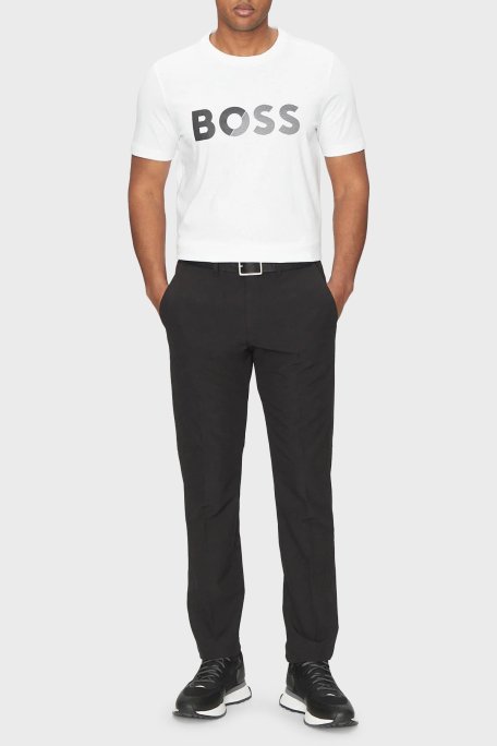 Boss Logo Baskılı % 100 Pamuk Regular Fit Bisiklet Yaka Erkek T Shirt 50530990 100 BEYAZ - Boss (1)