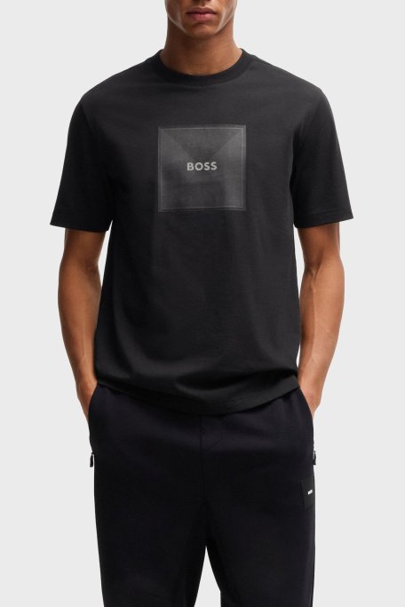 Boss Logo Baskılı %100 Pamuk Regular Fit Bisiklet Yaka Erkek T Shirt 50538096 001 SİYAH - Boss