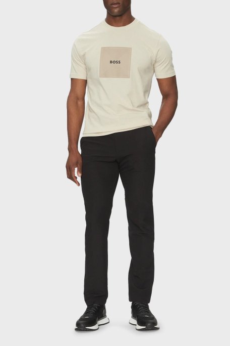 Boss Logo Baskılı % 100 Pamuk Regular Fit Bisiklet Yaka Erkek T Shirt 50538096 284 KREM - Boss (1)