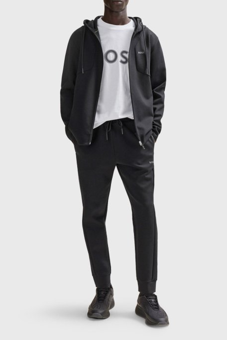 Boss Logo Baskılı Bisiklet Yaka Regular Fit Pamuklu Jarse Erkek T Shirt 50506344 100 BEYAZ - Boss (1)