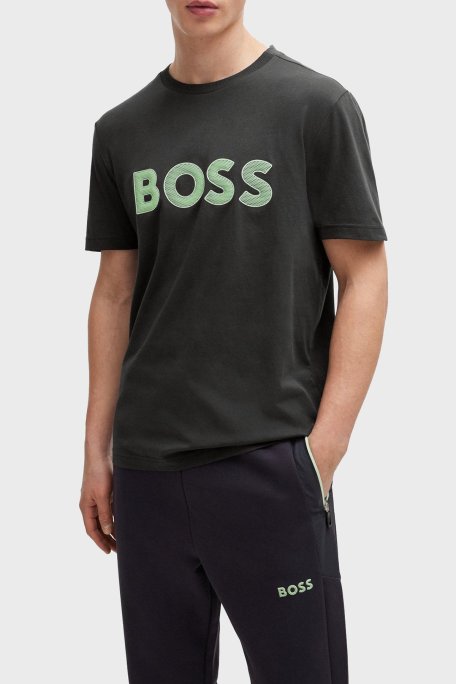 Boss Logolu % 100 Pamuk Regular Fit Bisiklet Yaka Erkek T Shirt 50512866 016 ANTRASİT - Boss