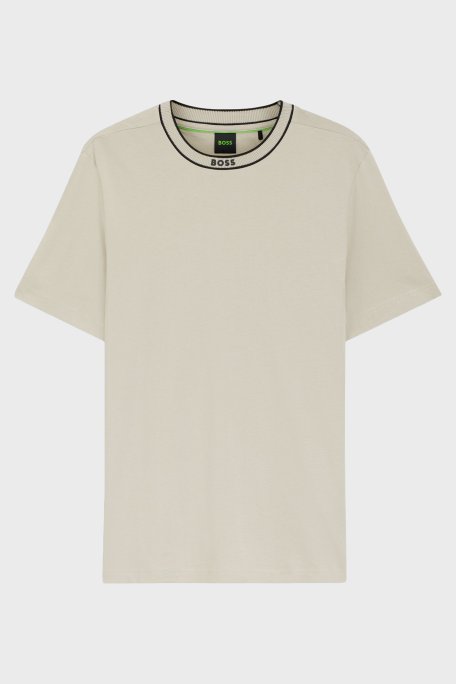 Boss Logolu % 100 Pamuk Regular Fit Bisiklet Yaka Erkek T Shirt 50554862 272 BEJ - Boss