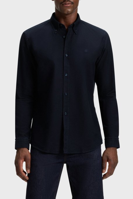 Boss Logolu % 100 Pamuk Slim Fit Düğmeli Yaka Erkek Gömlek 50544917 404 LACİVERT - Boss