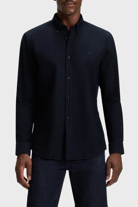 Boss Logolu % 100 Pamuk Slim Fit Düğmeli Yaka Erkek Gömlek 50544917 404 LACİVERT - Boss