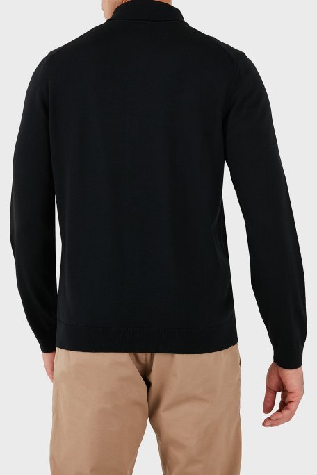 Boss Logolu % 100 Yün Regular Fit Klasik Yaka Düğmeli Erkek Hırka 50550087 001 SİYAH - Boss (1)