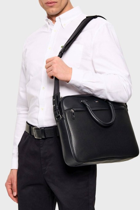 Boss Logolu Ayarlanabilir ve Çıkarılabilir Askılı Evrak Erkek Çanta 50563058 001 SİYAH - Boss (1)