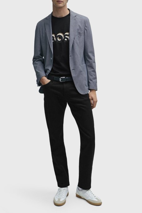 Boss Logolu Bisiklet Yaka Regular Fit Pamuklu Jarse Erkek T Shirt 50506923 001 SİYAH - Boss (1)