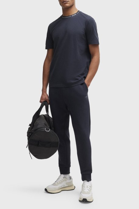 Boss Logolu Bisiklet Yaka Regular Fit Pamuklu Jarse Erkek T Shirt 50512867 402 LACİVERT - Boss (1)