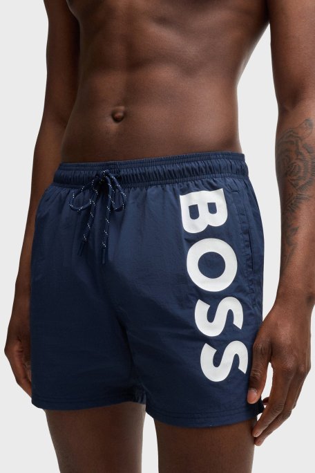 Boss Logolu Deniz Şortu Belden Bağlamalı Çabuk Kuruyan Cepli Erkek Mayo Short 50514502 413 LACİVERT - Boss (1)