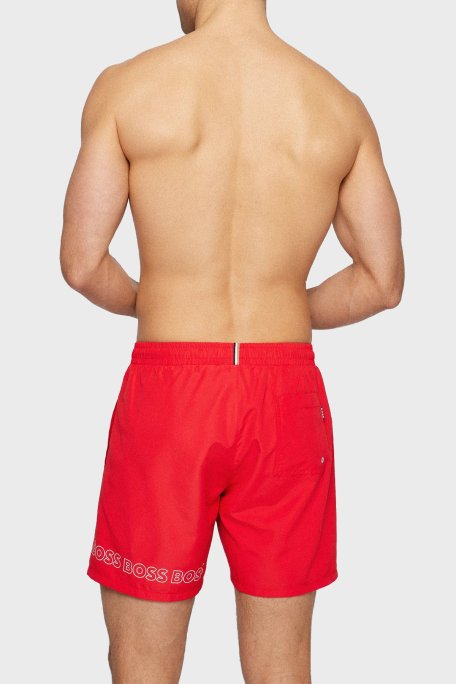 Boss Logolu Deniz Şortu Cepli 50469300 629 Erkek Mayo Short 50469300 629 KIRMIZI - Boss (1)
