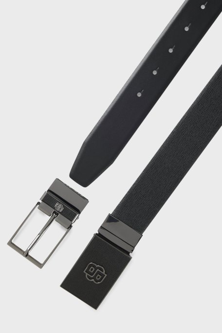 Boss Logolu Deri Çift Tokalı Erkek Kemer 50558761 001 SİYAH - Boss (1)