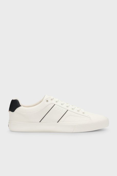 Boss Logolu Deri Sneaker Erkek Ayakkabı 50522833 101 BEYAZ - Boss