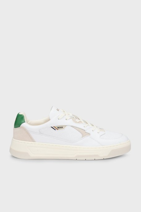 Boss Logolu Deri Sneaker Erkek Ayakkabı 50522917 103 BEYAZ - Boss