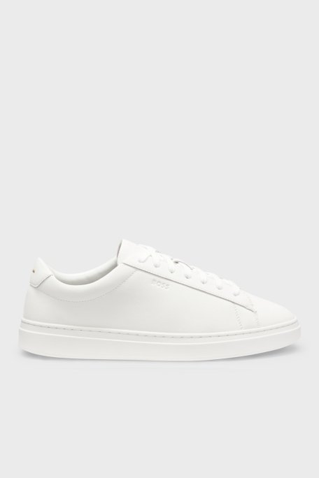 Boss Logolu Deri Sneaker Erkek Ayakkabı 50552853 100 BEYAZ - Boss