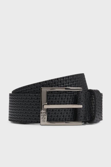 Boss Logolu Dokuma Hakiki Deri Erkek Kemer 50542683 001 SİYAH - Boss