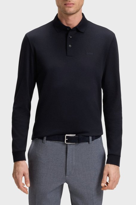 Boss Logolu İnterlok Pamuklu Erkek Polo Yaka Sweat 50468392 404 LACİVERT - Boss