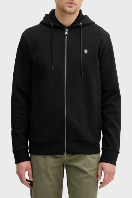 Boss Logolu Pamuk Karışımlı Regular Fit Kapüşonlu Fermuarlı Erkek Sweat 50555851 001 SİYAH - Boss