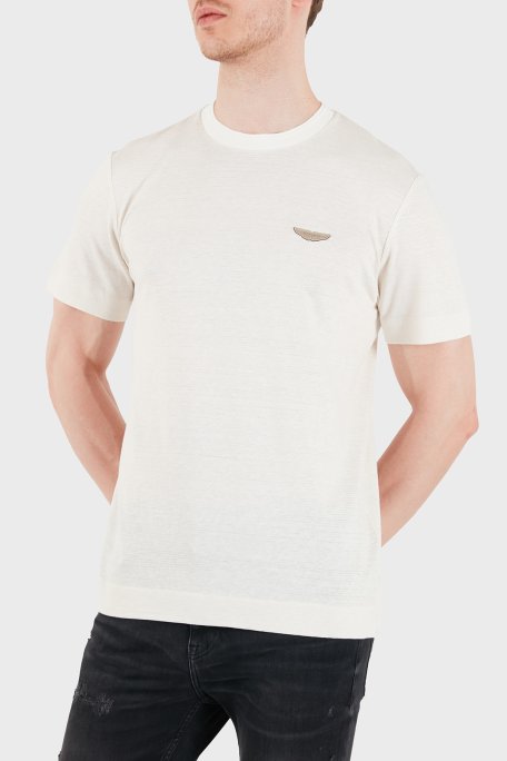 Boss Logolu Pamuk ve Keten Karışımlı Bisiklet Yaka Erkek T Shirt 50558830 118 BEJ - Boss