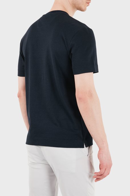 Boss Logolu Pamuk ve Keten Karışımlı Erkek T Shirt 50558830 404 LACİVERT - Boss (1)