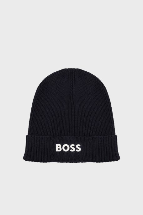 Boss Logolu Pamuk ve Yün Karışımlı Erkek Bere 50499423 402 LACİVERT - Boss
